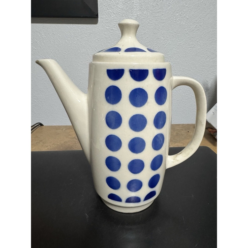 Vintage Teapot Gudrun Blue Polka Dots